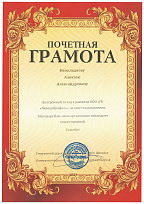 Грамота от ООО "ГК "ЛипецкПрофиль" руководителю проектов - тренеру Неокладнову А.А.